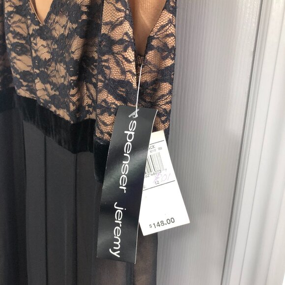 SPENSER JEREMY Vintage NWT Black Lace Velvet Lined Cocktail Party DRESS Size 12 - Picture 10 of 12